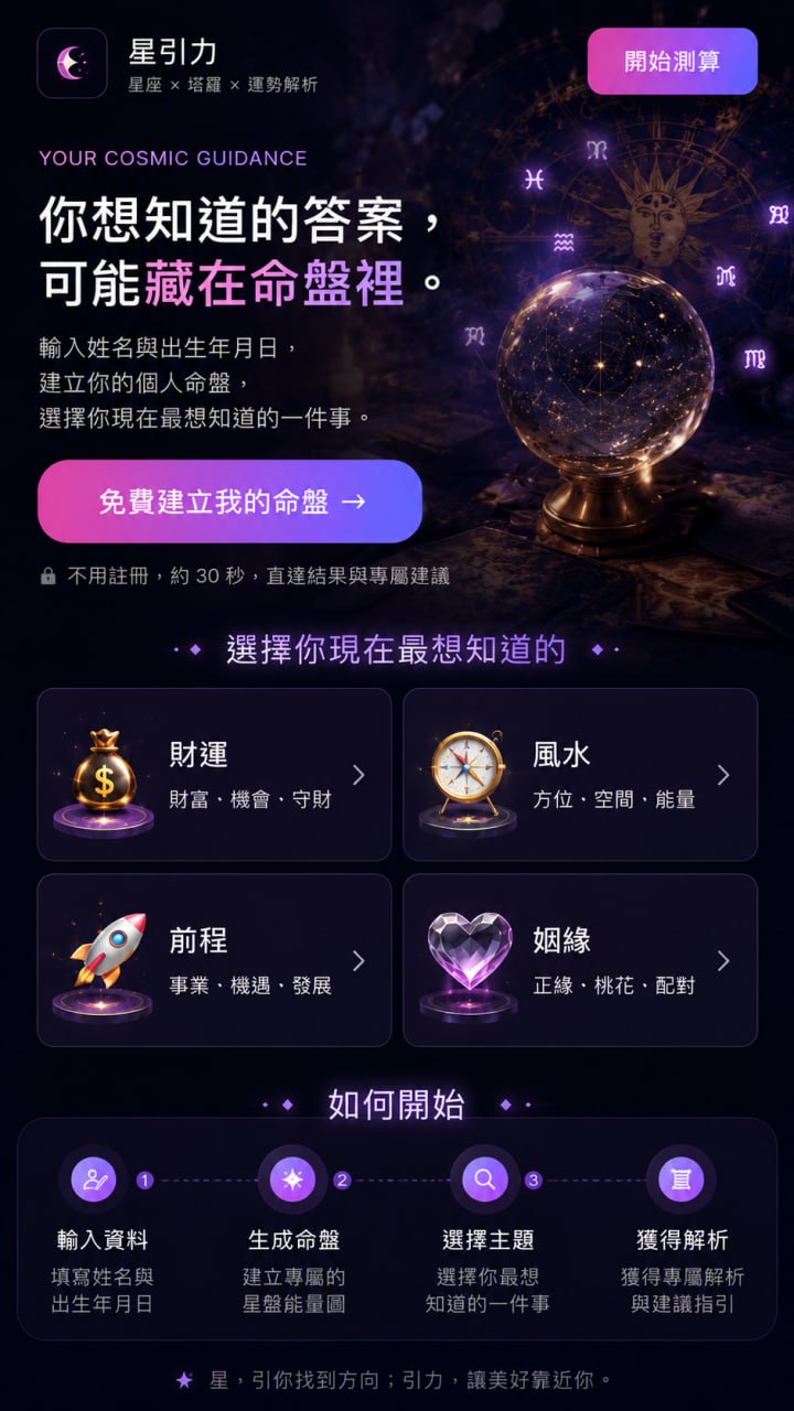 星引力：財運、風水、前程與姻緣測算首頁